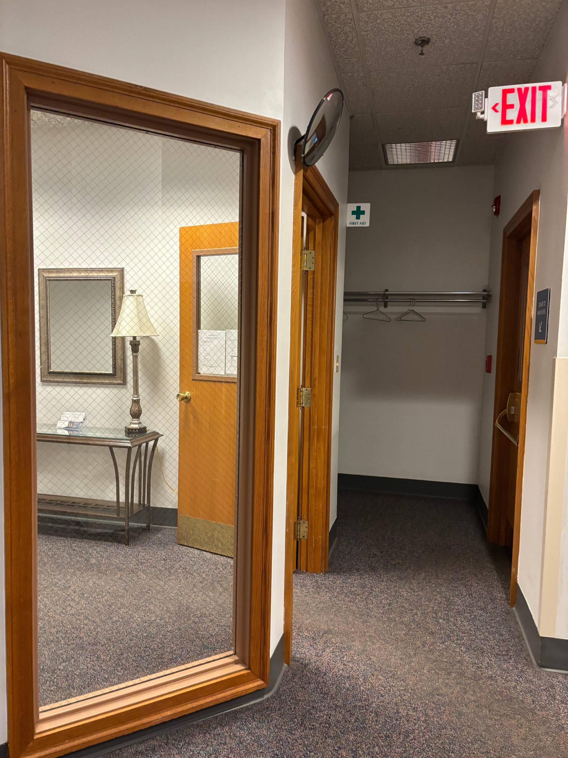 Exit sign in doorway